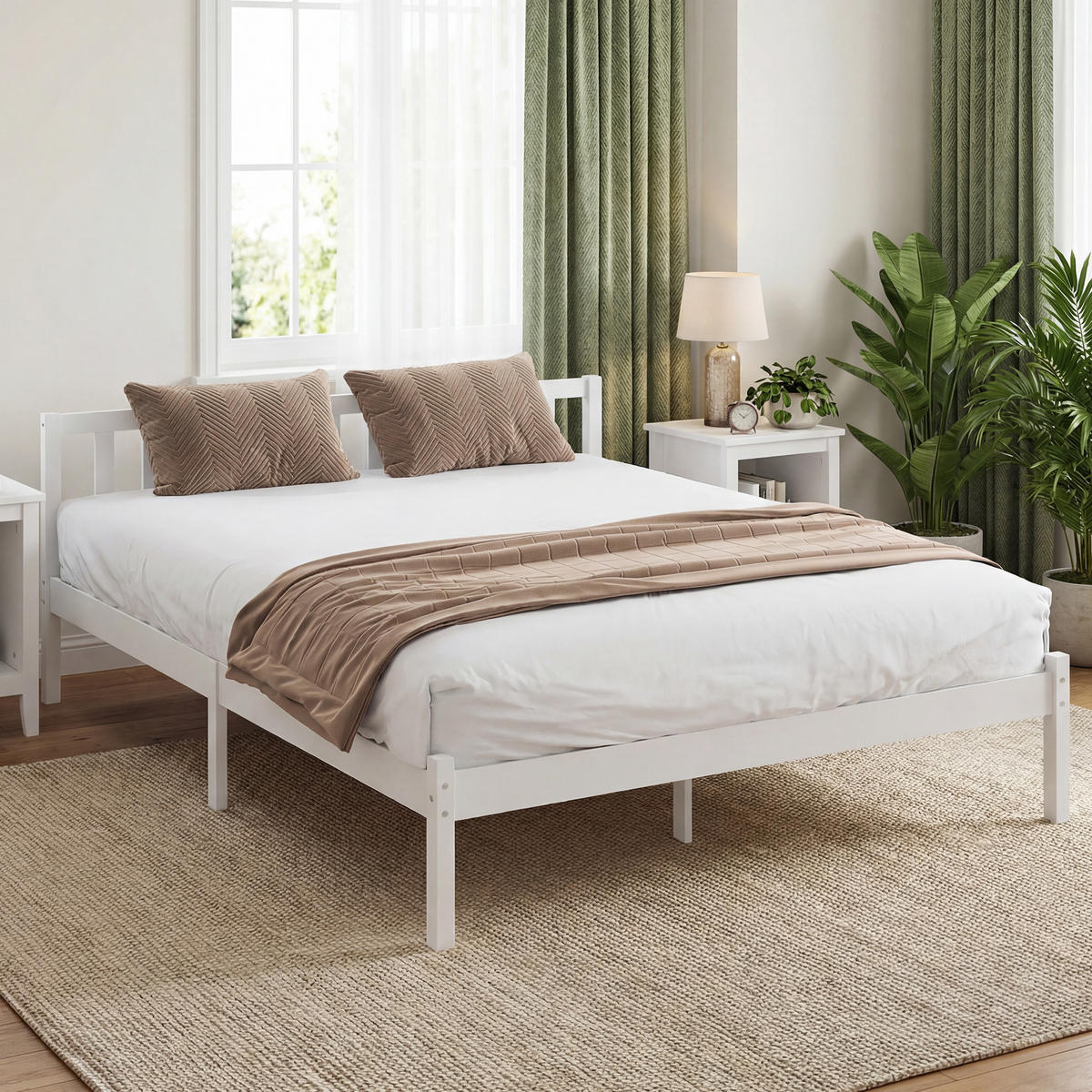 BETT 140x190 cm DE-14673 massives Kiefernholz mit Lattenrost Natur - Weiß, Holzwerkstoff (140/190cm) - ComfortXL