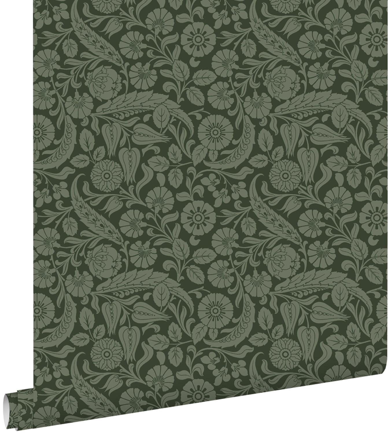TAPETE Blumenmuster 53 cm x 10.05 m - Grün, Papier (53/1000cm) - ESTAhome