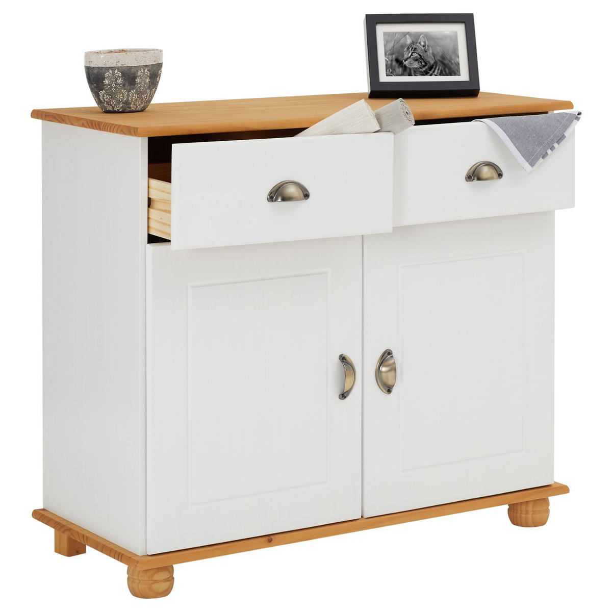 APOTHEKERKOMMODE COLMAR - Weiß/Braun, Holz (91/79/39cm) - IDIMEX
