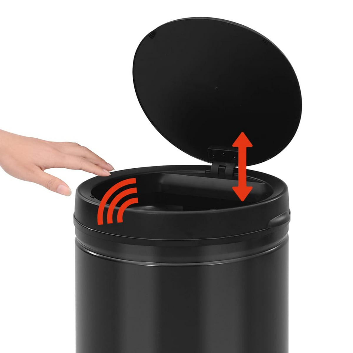 MÜLLEIMER mit Sensor 70L Schwarz Abfalleimer Automatik - Schwarz, Metall (36/76/36cm) - DELUKE