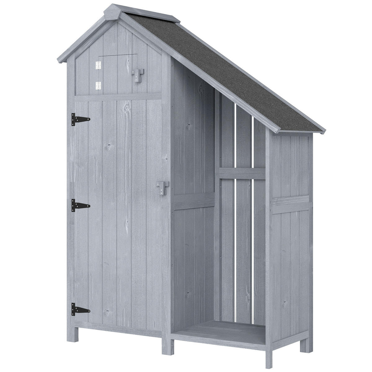 GARTENSCHRANK DE-09256 mit Asphaltdach und Einlegeboden Grau - Grau, Holz (51.5/180/129cm) - ComfortXL