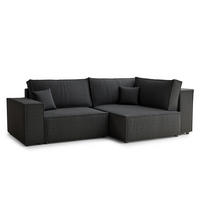 ECKSOFA MIT SCHLAFFUNKTION Tonga Anthrazit Webstoff - Anthrazit/Schwarz, Holz/Holzwerkstoff (255/105cm) - Maison de Reve
