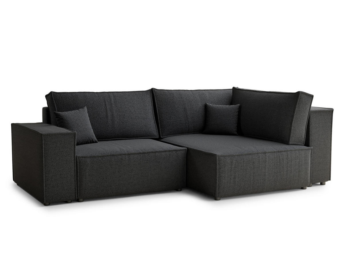 ECKSOFA MIT SCHLAFFUNKTION Tonga Anthrazit Webstoff - Anthrazit/Schwarz, Holz/Holzwerkstoff (255/105cm) - Maison de Reve