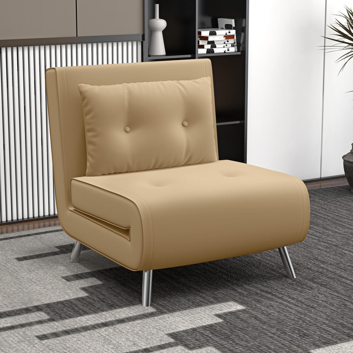 SCHLAFSESSEL, Samt, Stahl, Braun - Braun, Textil (88/83/77cm) - HOMCOM