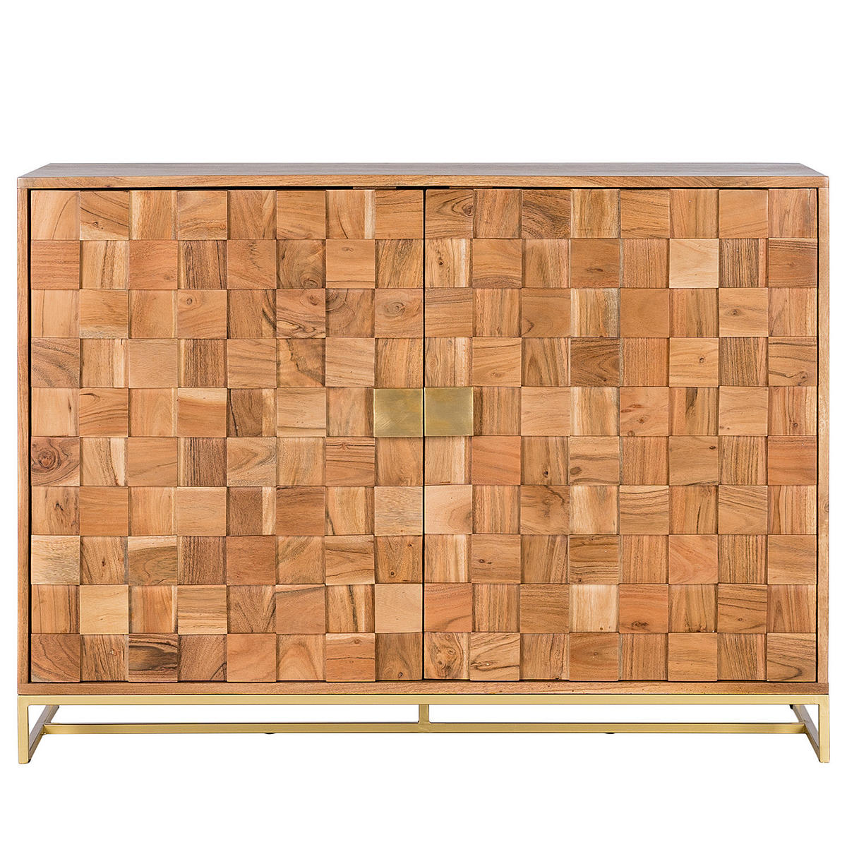 KOMMODE mit 2 Türen - Akazie massiv / Eisen - Akaziefarben, Holz (117/85/40cm) - home24