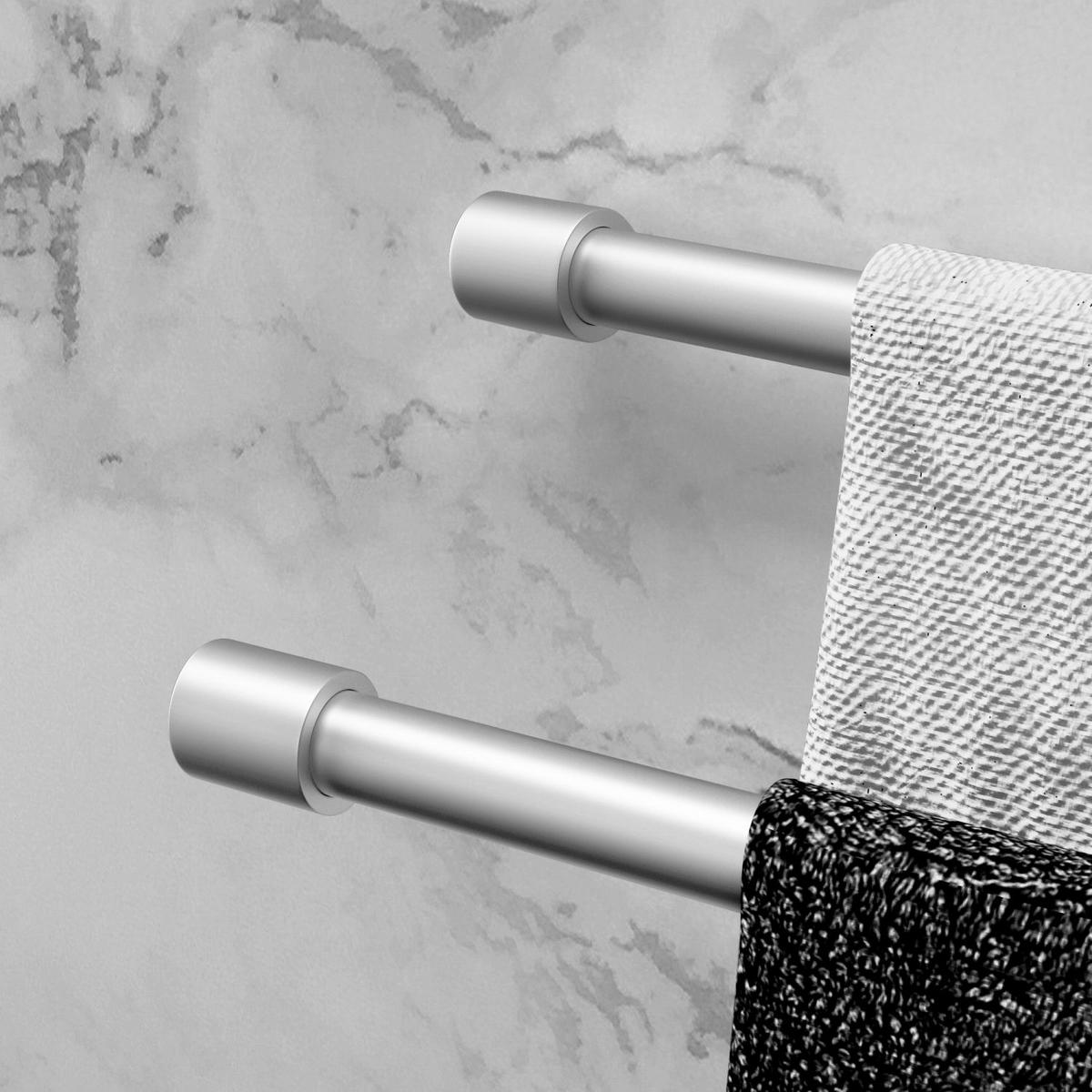 HANDTUCHHALTER mit zwei Armen 37/16.5/3 cm - Silberfarben, Metall (16.5/3/37cm) - Intirilife