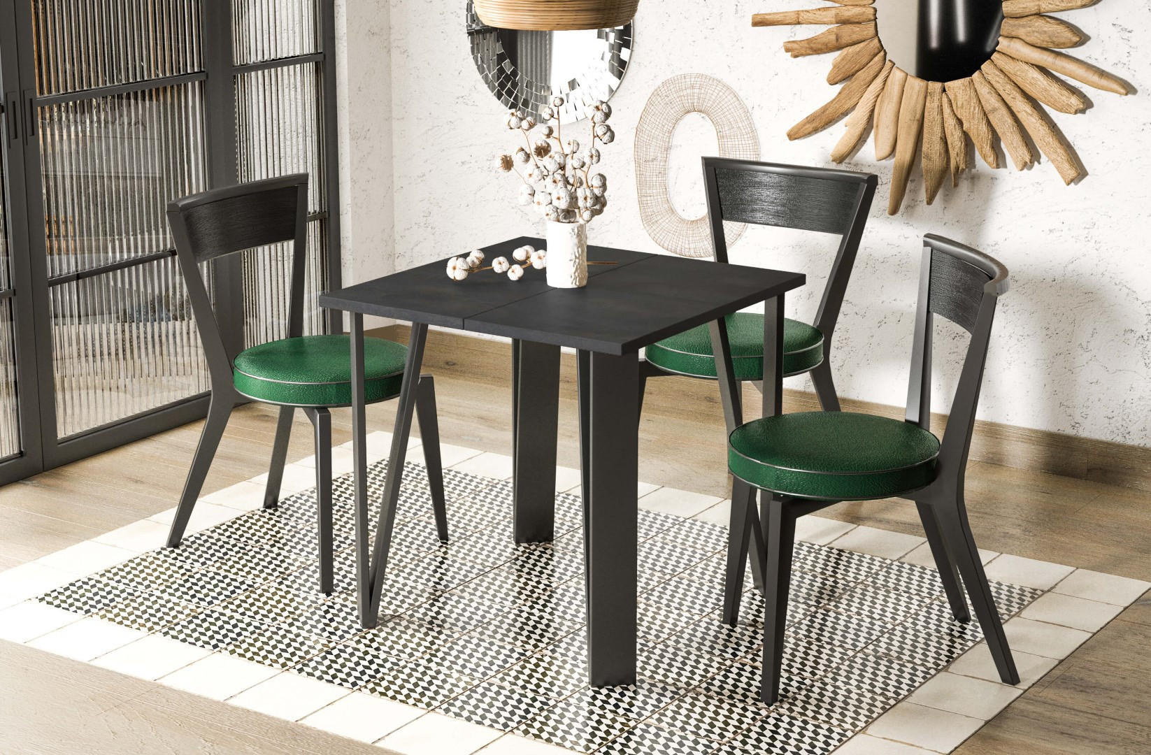 ESSTISCH Adeo ausziehbar bis 170 cm - Graphitfarben, Holzwerkstoff (80/80/76cm) - Endo-Moebel
