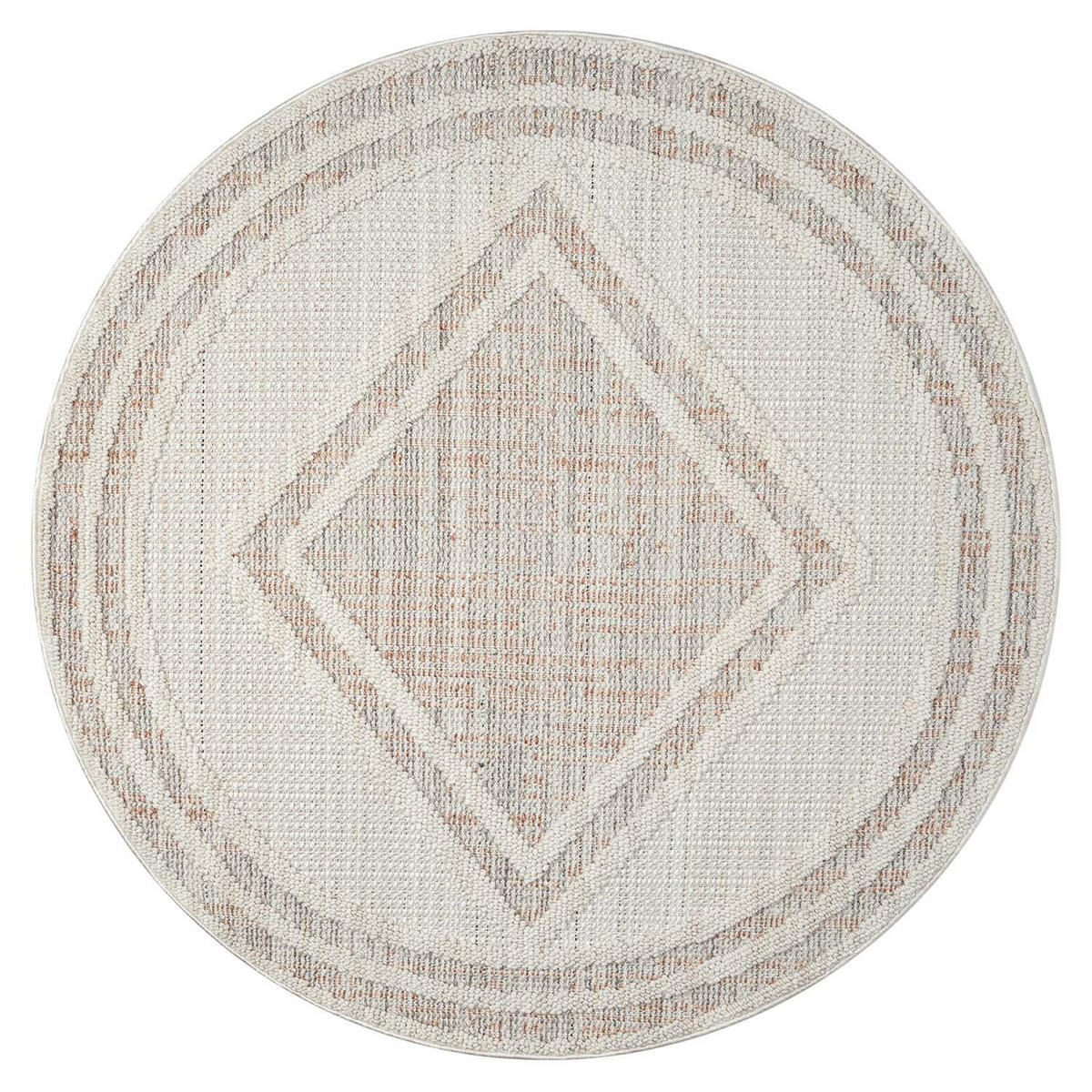 KURZFLOR-TEPPICH Lindo 8853 Terra 200x200 cm Rund - Creme, Textil (200/200cm) - carpet city