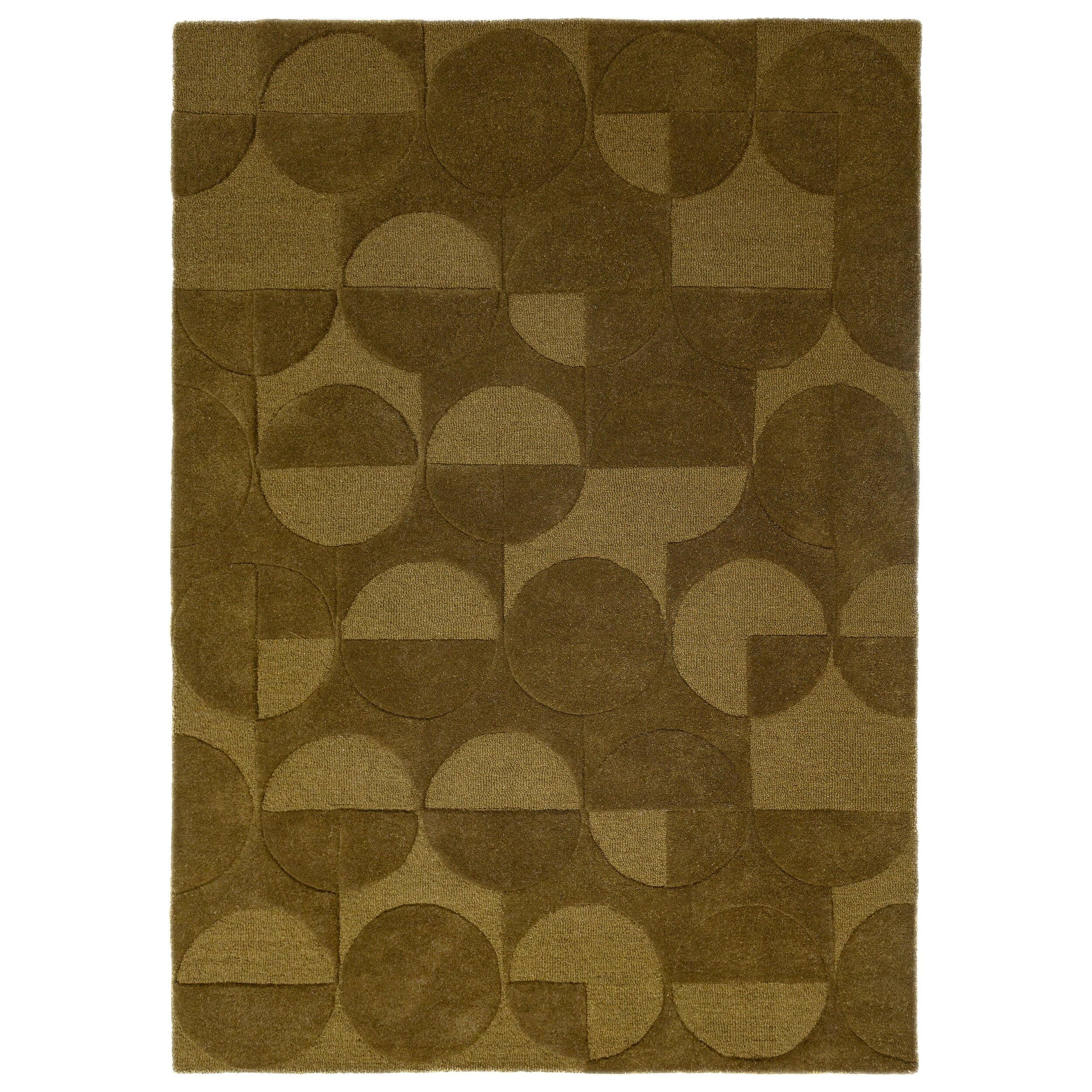 WOLLTEPPICH handgetuftet DEBEN, Kreis-Geometrie, Olivgrün, 120 x 170 cm - Grün, Textil (120/170cm) - KADIMA DESIGN