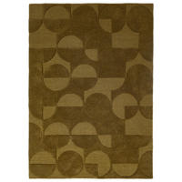 WOLLTEPPICH handgetuftet DEBEN, Kreis-Geometrie, Olivgrün, 120 x 170 cm - Grün, Textil (120/170cm) - KADIMA DESIGN