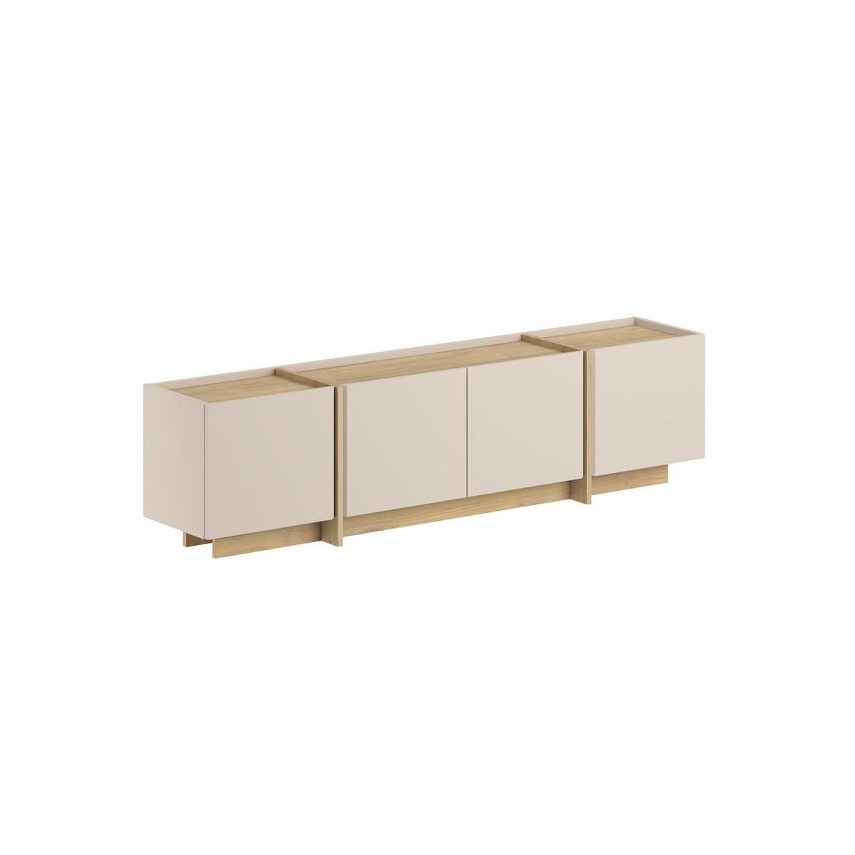 TV-MÖBEL mit 4 Türen in Kaschmir- und Eiche-dekor 180/35/46 cm - Beige, Holzwerkstoff (35/46/34cm) - Calicosy