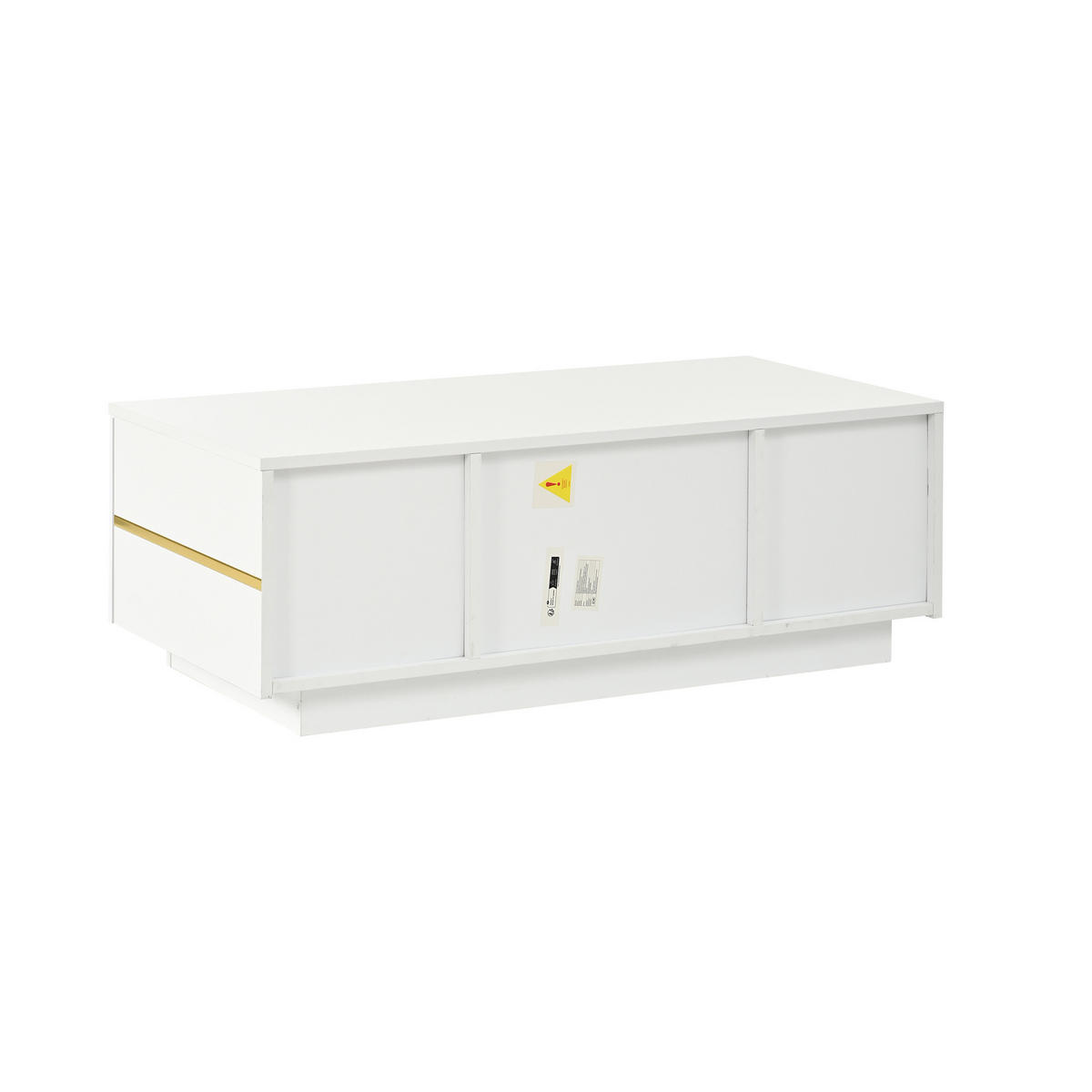 KLUB-STOLIĆ 100/50/35,5 cm s LED rasvjetom i prostor za pohranu u bijeloj boji - bijela, drvni materijal (50/100/35.5cm) - CHICFURN