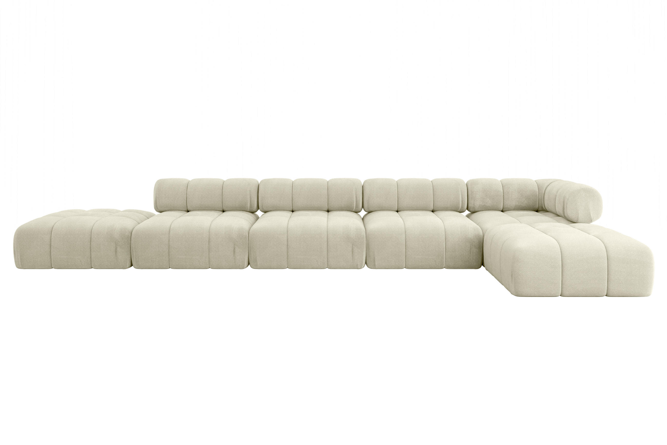 ECKSOFA modulares Sofa Kerru-L3 - 475x190x70 cm Beige Velours - Beige, Holzwerkstoff/Textil (475/190cm) - ALTDECOR