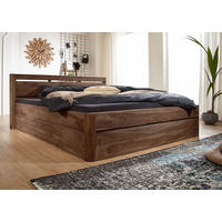 BETT Massivholz Akazie / Sheesham 200 x 200 x 90 dunkelbraun TORONTO #158 - Dunkelbraun, Holz (200/200cm) - Massivmoebel24