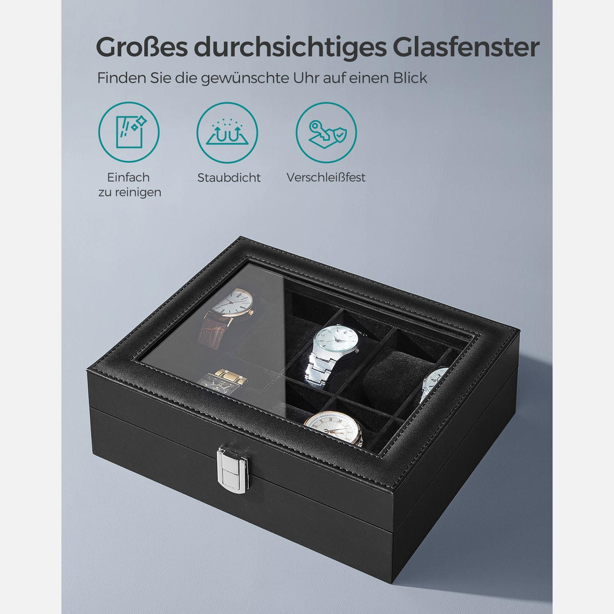 UHRENBOX MOGADISHU - Schwarz, Glas (25.5/7.8/20.2cm) - Hansiro