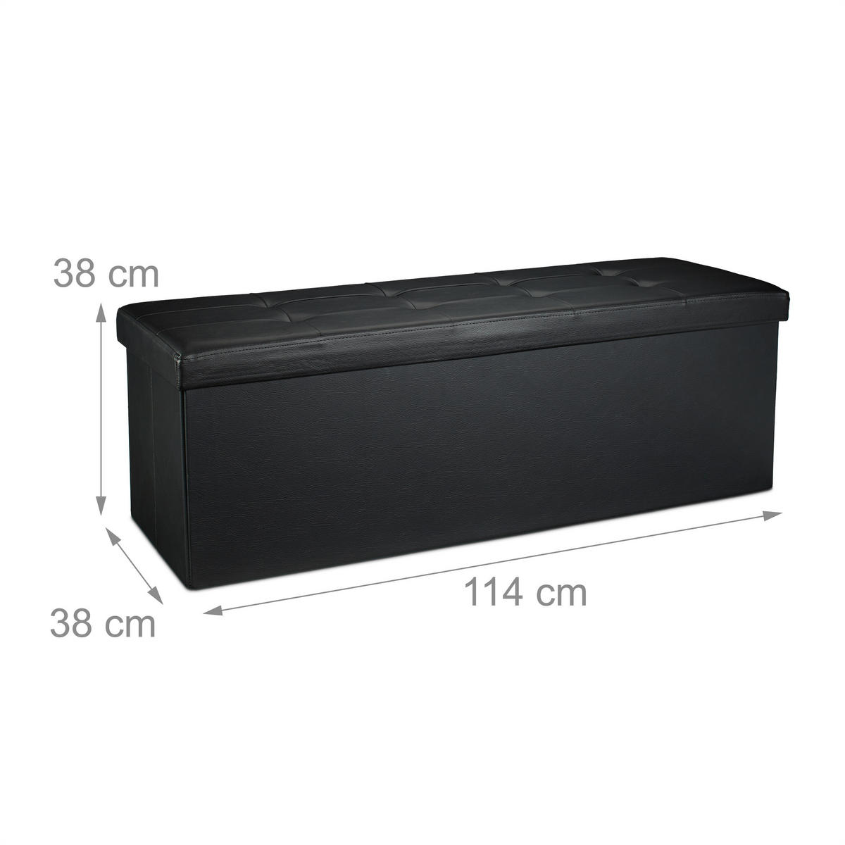 FALTBARE Sitzbank - Schwarz, Holzwerkstoff/Kunststoff (38/38/114cm) - Relaxdays