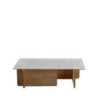 COUCHTISCH aus Sicherheitsglas und Holz - Cubix - Klares Holz - Eschefarben, Glas (105/65/30cm) - Drawer