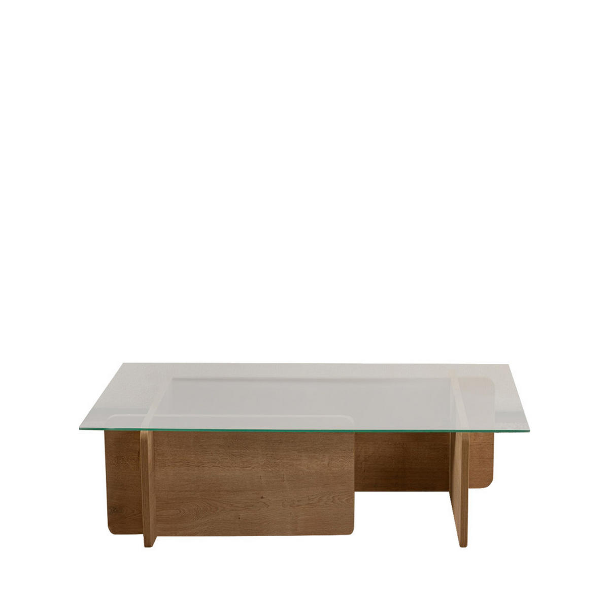 COUCHTISCH aus Sicherheitsglas und Holz - Cubix - Klares Holz - Eschefarben, Glas (105/65/30cm) - Drawer