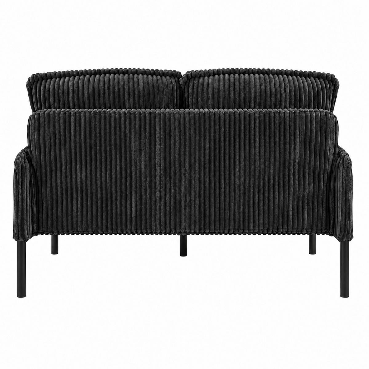 2-SITZER Sofa 122/73/83 cm Cordstoff mit Seitentaschen und Metallbeinen Schwarz - Schwarz, Textil/Metall (73/83/122cm) - Redom