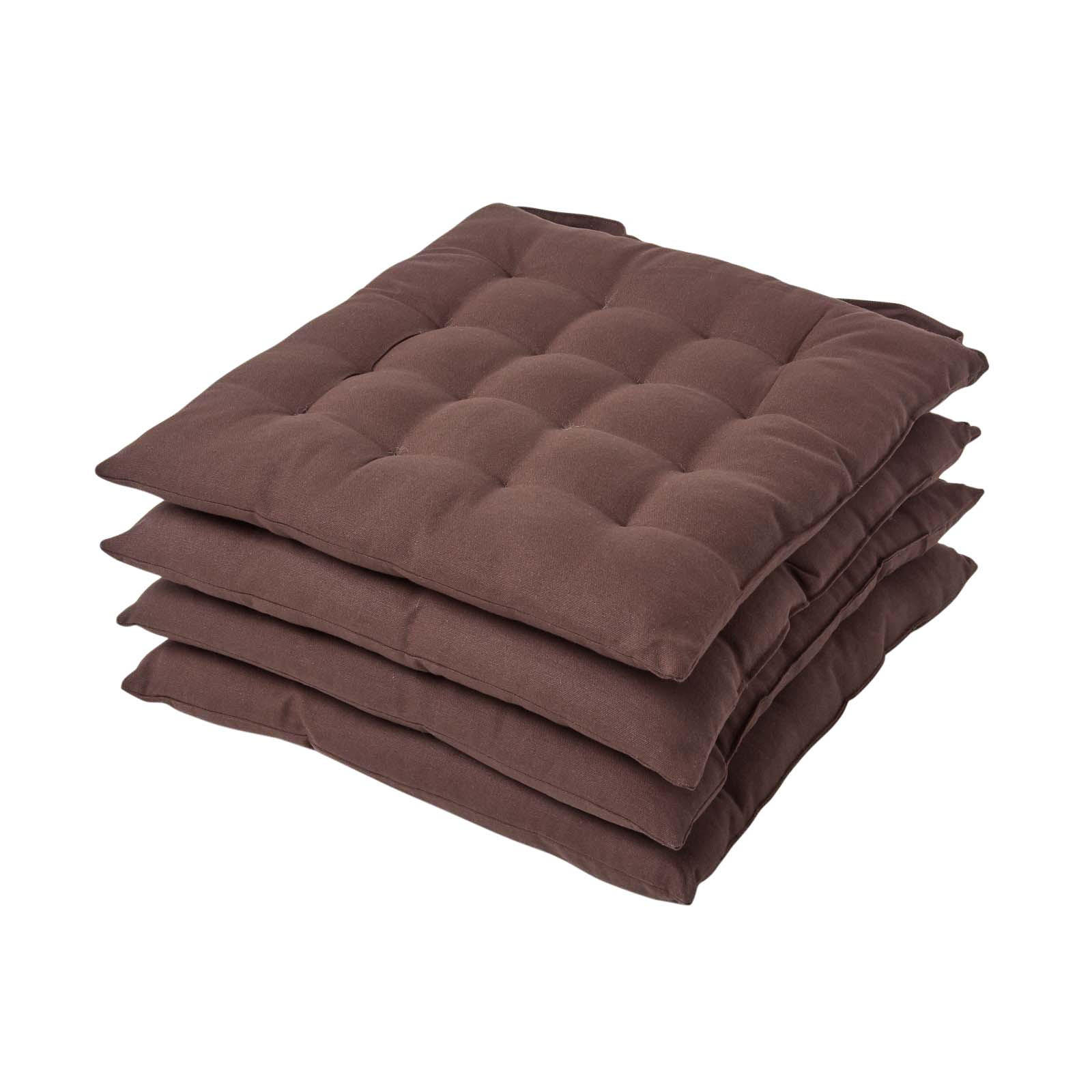 STUHLKISSEN 4er-Set braun 40/40/6,5 cm - Braun, Textil (40/40/6.5cm) - Homescapes