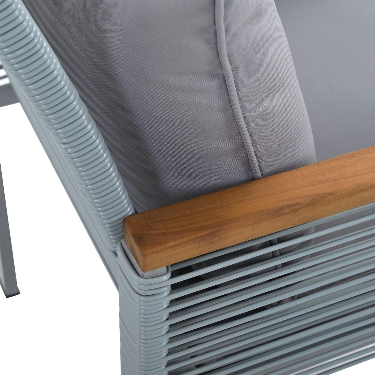 GARTENMÖBELSET aus Rattan 80x45x36cm grau mit Kissen - Grau, Metall - Modfu