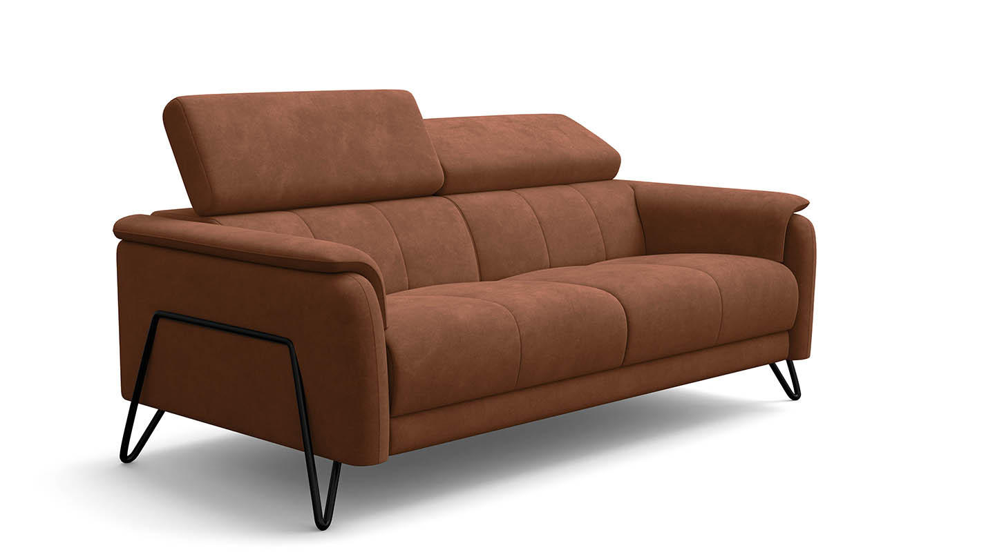 SOFA RODEN 3-Sitzer, braun, Veloursstoff - Braun, Holz/Textil (194/82/103cm) - Wozimo