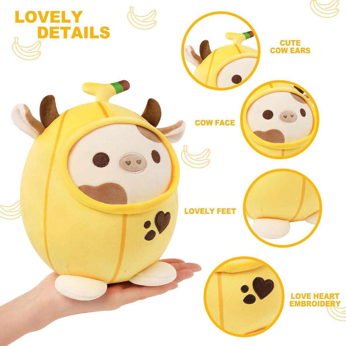 PLÜSCHTIER Kuh Gelb Banane 20 cm - Gelb, Textil (20/20cm)
