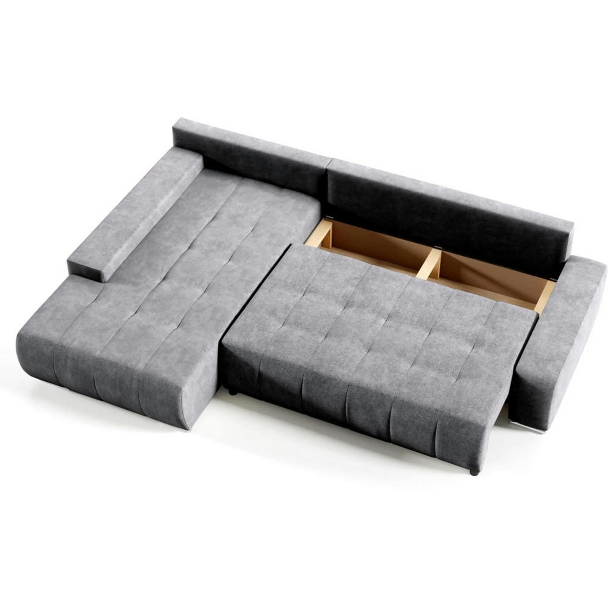 ECKSCHLAFSOFA Draco L Dunkelgrau - Dunkelgrau/Silberfarben, Textil/Metall (267/186cm) - Beautysofa