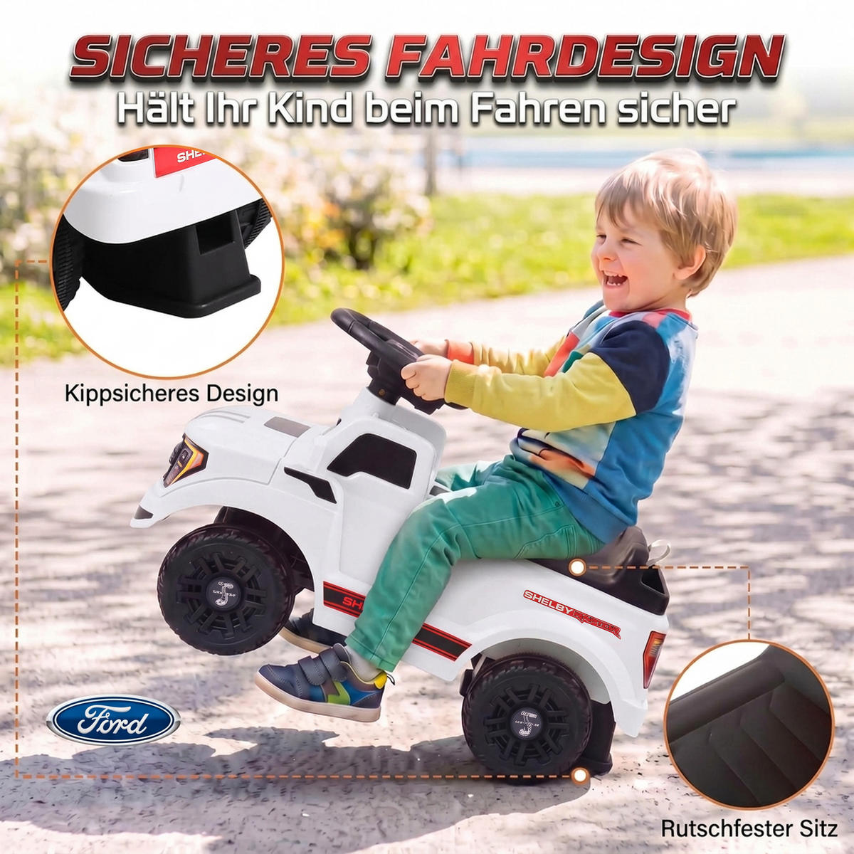 RUTSCHAUTO-FÜR-KINDER PP Weiß - Weiß, Kunststoff (80/25.5/33cm) - AIYAPLAY