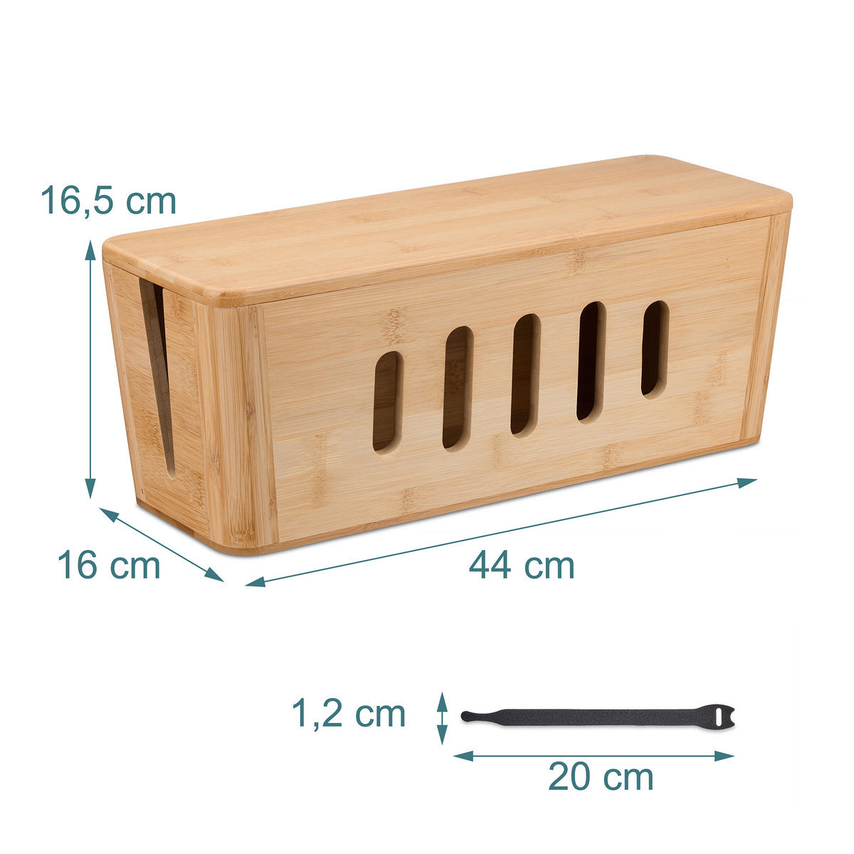 KABELBOX Natur Bambus für 2 Steckdosenleisten - Hellbraun, Holz/Textil (16/44/16.5cm) - Relaxdays