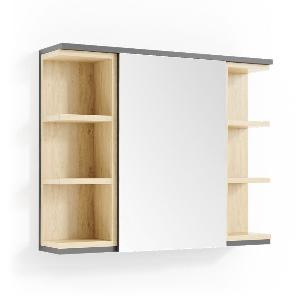 BADSPIEGELSCHRANK Aquis Anthrazit 79.6 x 64 cm - Anthrazit, Holzwerkstoff (79.6/64/18cm) - Vicco
