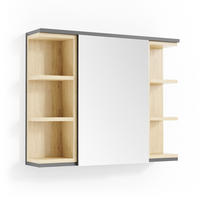 BADSPIEGELSCHRANK Aquis Anthrazit 79.6 x 64 cm - Anthrazit, Holzwerkstoff (79.6/64/18cm) - Vicco