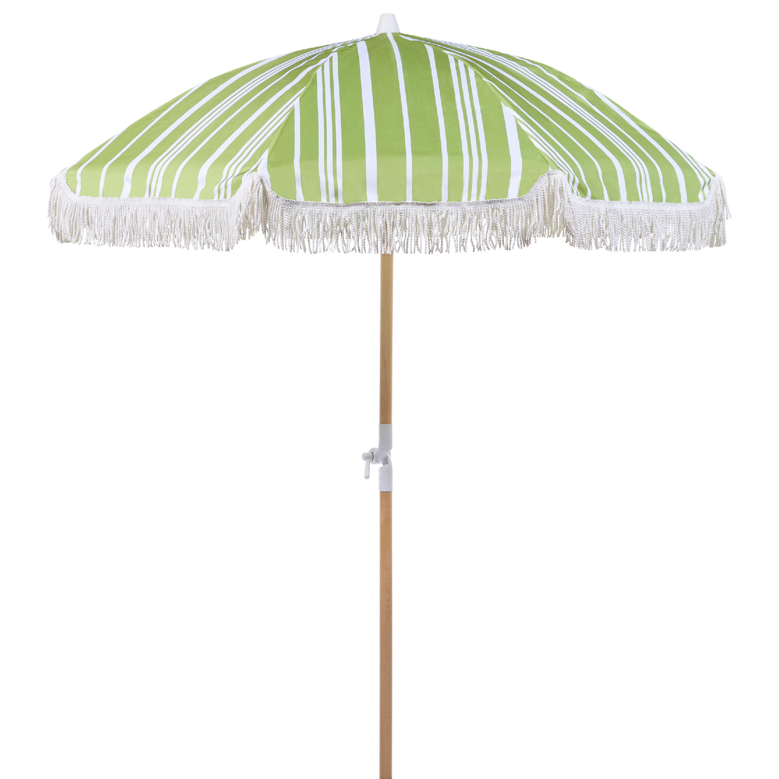 SONNENSCHIRM grün/weiß mit Volant 150 cm Mondello - Hellbraun/Weiß, Textil (150/150cm) - Beliani