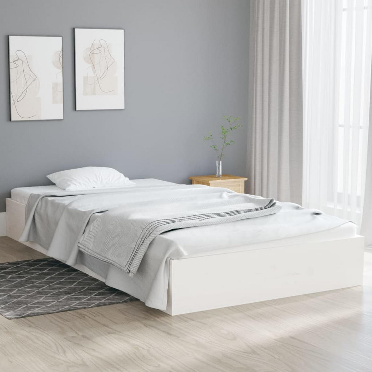 MASSIVHOLZBETT Weiss 90/200 Cm - Weiß, Naturmaterialien (90/200cm) - vidaXL