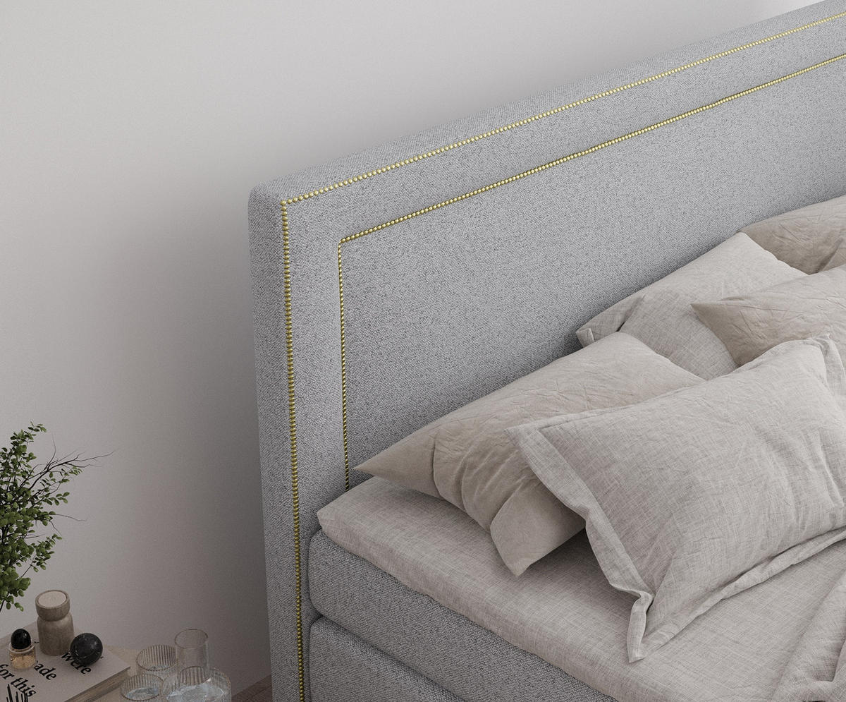BOXSPRINGBETT Luxora Hellgrau 140/200 cm - Hellgrau/Schwarz, Holz/Holzwerkstoff (140/200cm) - Maison de Reve