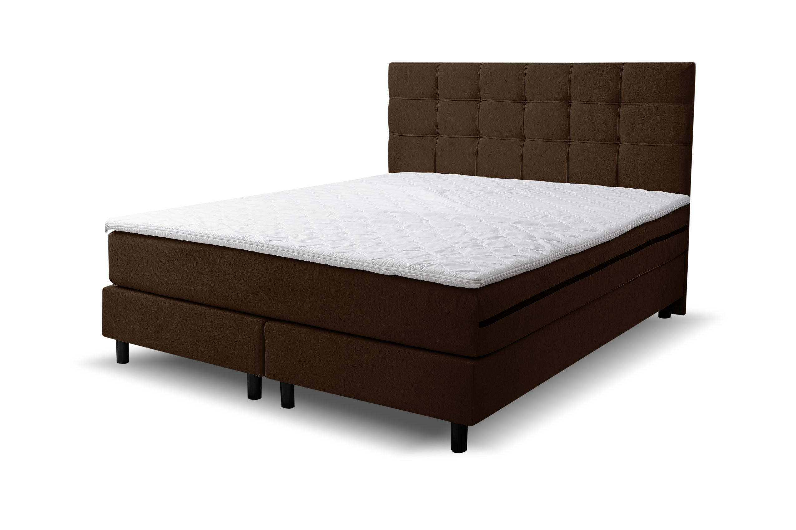 BOXSPRINGBETT BOSS, Polsterbett Maße: 160x200 cm, Farbe: Braun, Velourstoff, Doppelbett mit Bonell-Matratze H3 inkl. Topper - Braun, Holz/Kunststoff (160/200cm) - VENASI MÖBEL