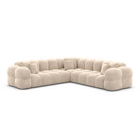 COUCH Monteverde L-Form Creme Samtstoff - Creme, Kunststoff (253/253cm)