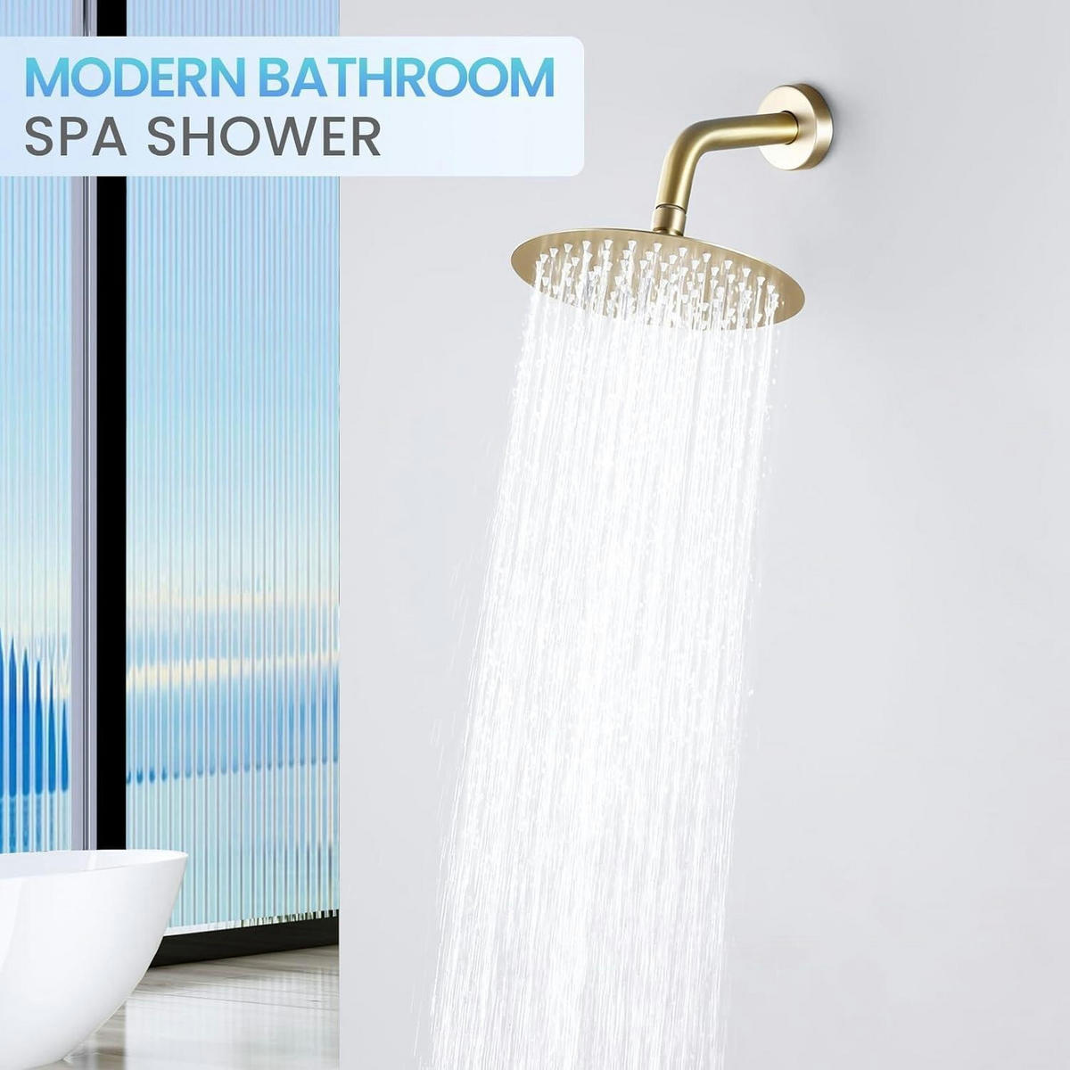REGENDUSCHE 20 cm Gold Wassersparend Edelstahl 304 - Goldfarben, Metall (20.3/12.7/20.3cm)