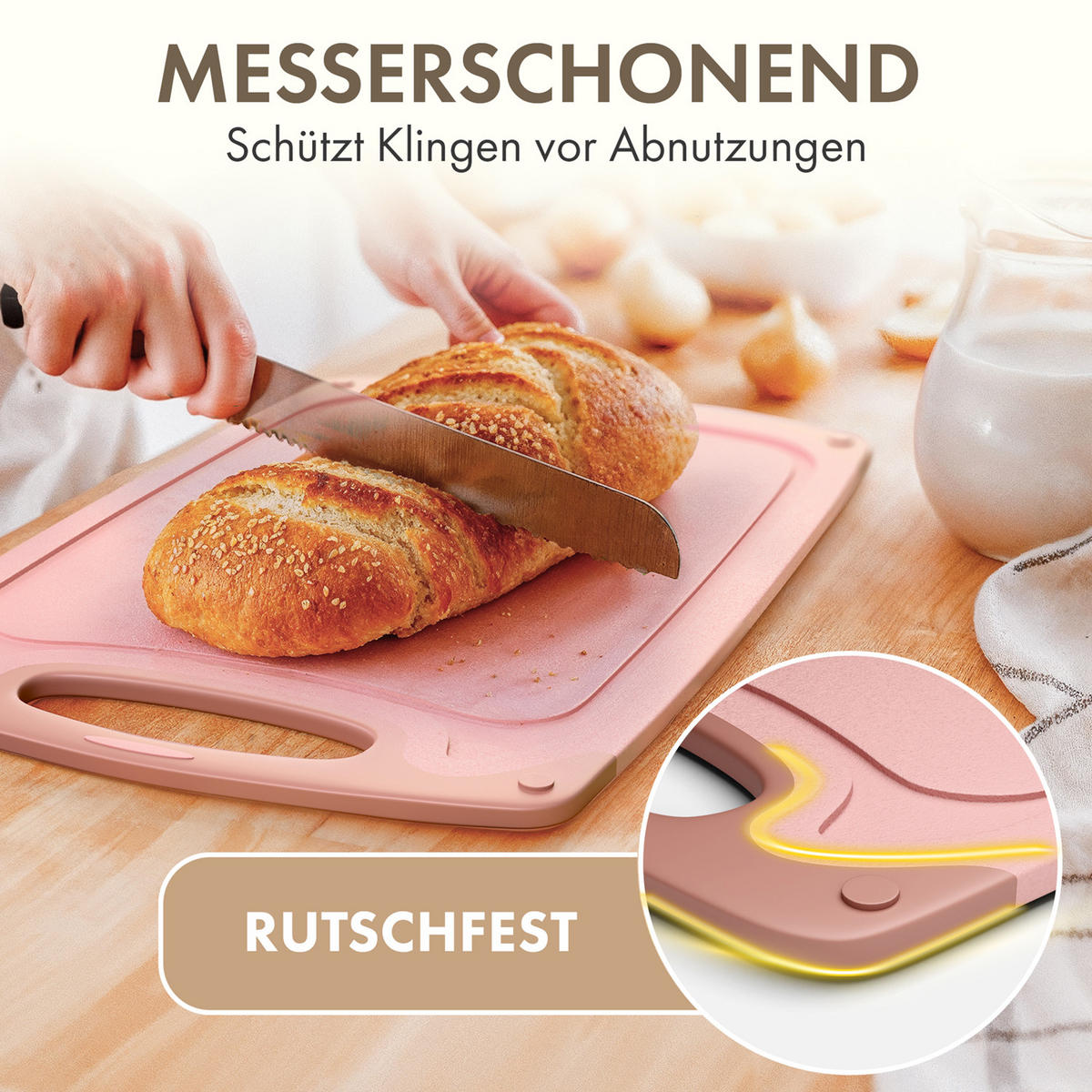 SCHNEIDEBRETT 3er Set Rosa - Rosa, Kunststoff (25/0.75cm) - Blumtal