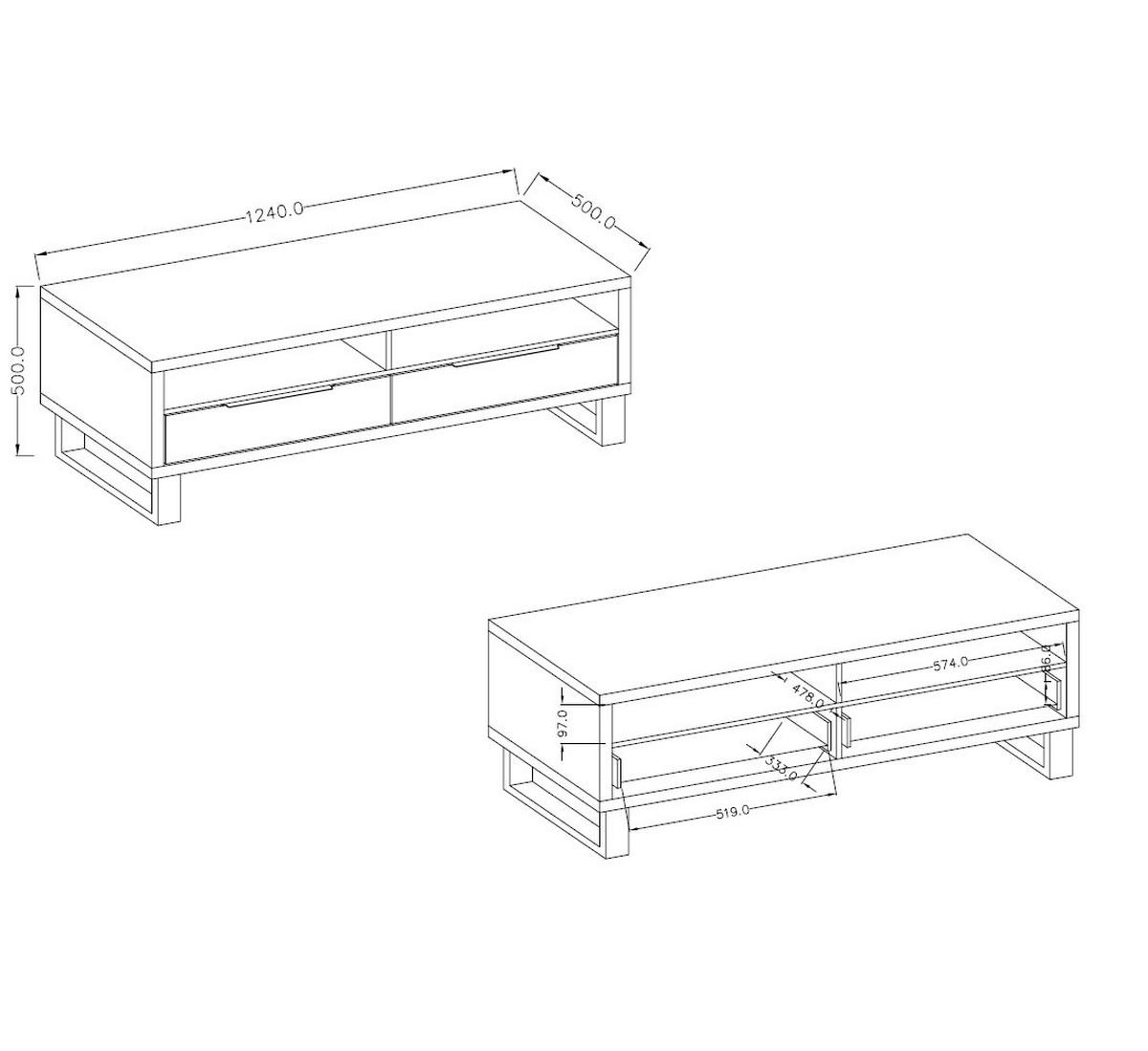 LOWBOARD Halle Wotan Eiche 124 / 50 / 50 cm - Braun, Holz/Holzwerkstoff (124/50/50cm) - Feldmann-Wohnen