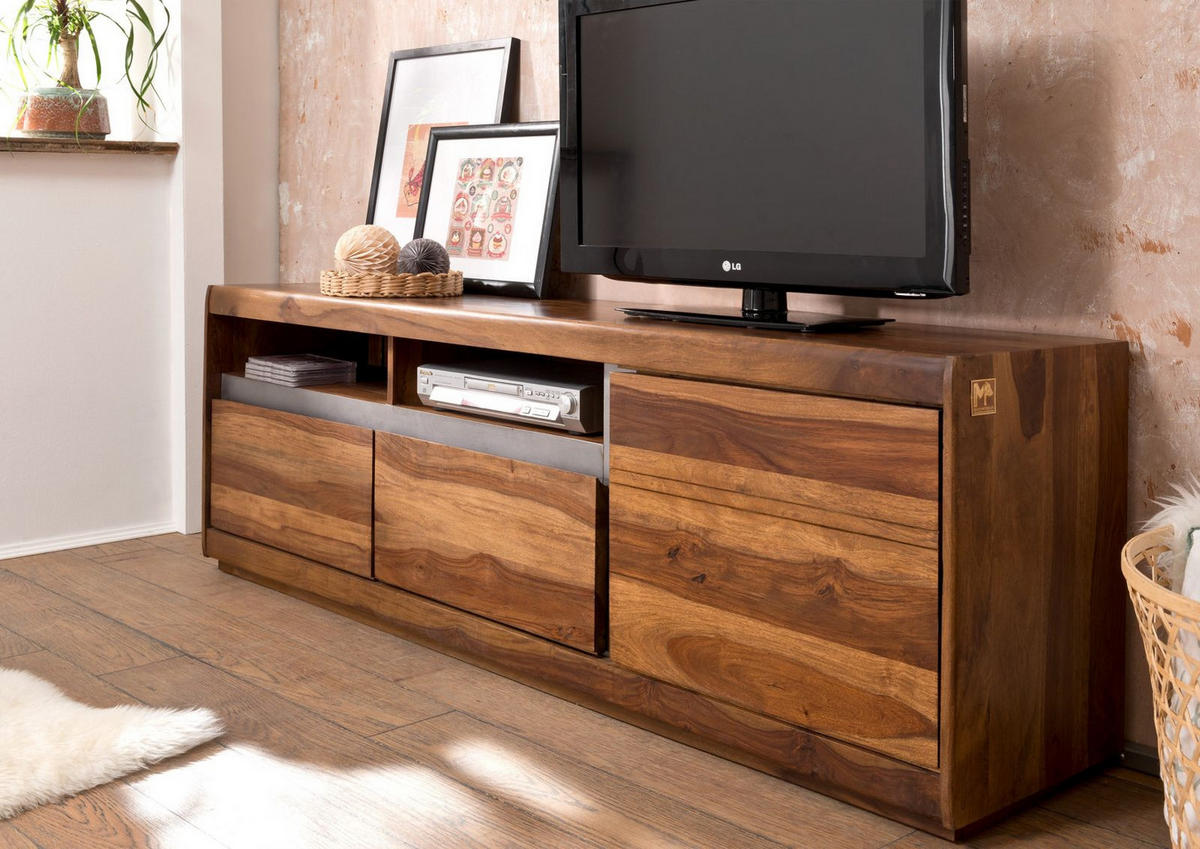 TV-BOARD Sheesham 180x40x60 noble unique lackiert SYDNEY #142 - Braun, Holz (180/60/40cm) - Massivmoebel24
