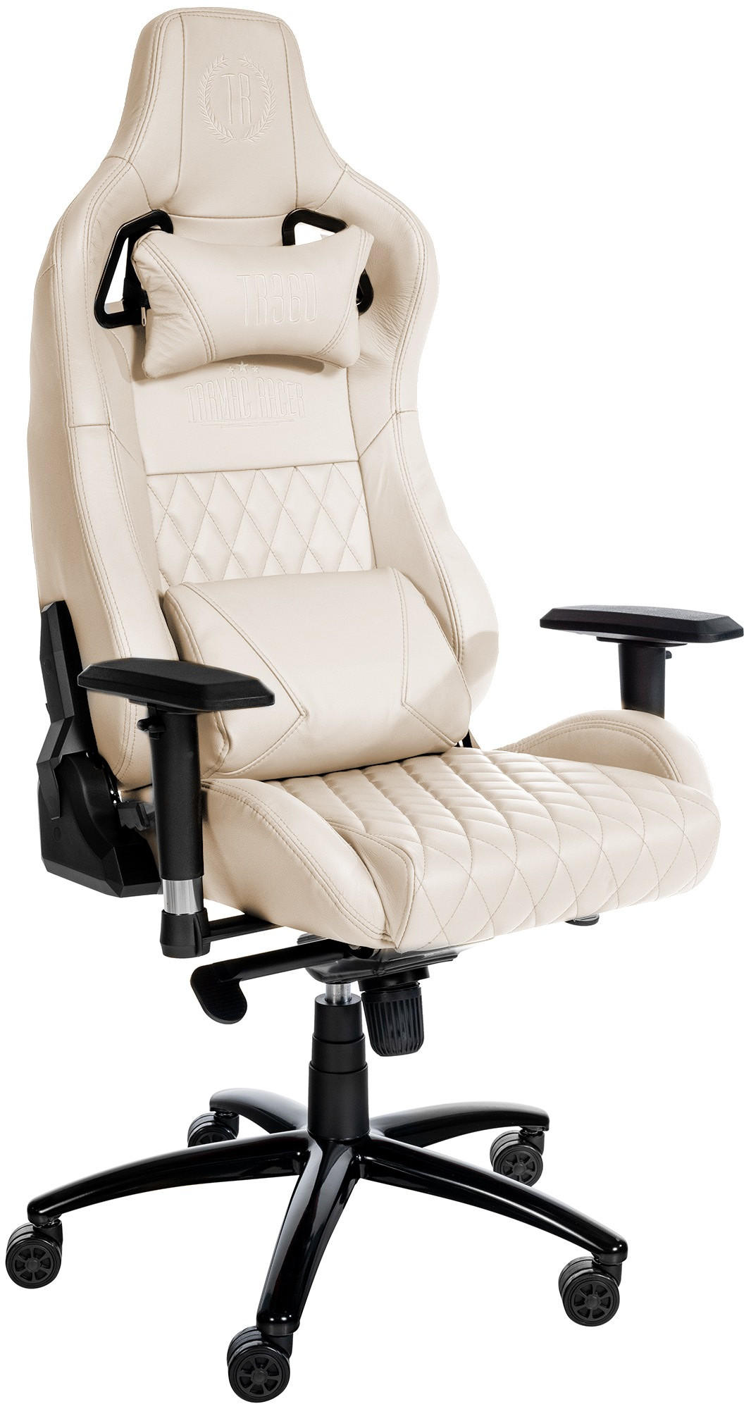 CHEFSESSEL Echtleder creme - Creme/Schwarz, Leder/Metall (70/129/64cm) - CLP