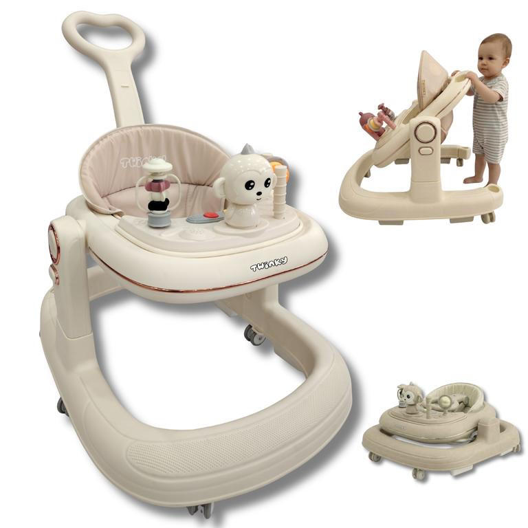 LAUFLERNHILFE GO 3 in 1 Creme - Lauflernwagen mit Spielset und Zubehör - Beige, Kunststoff (70/70cm) - Twinky