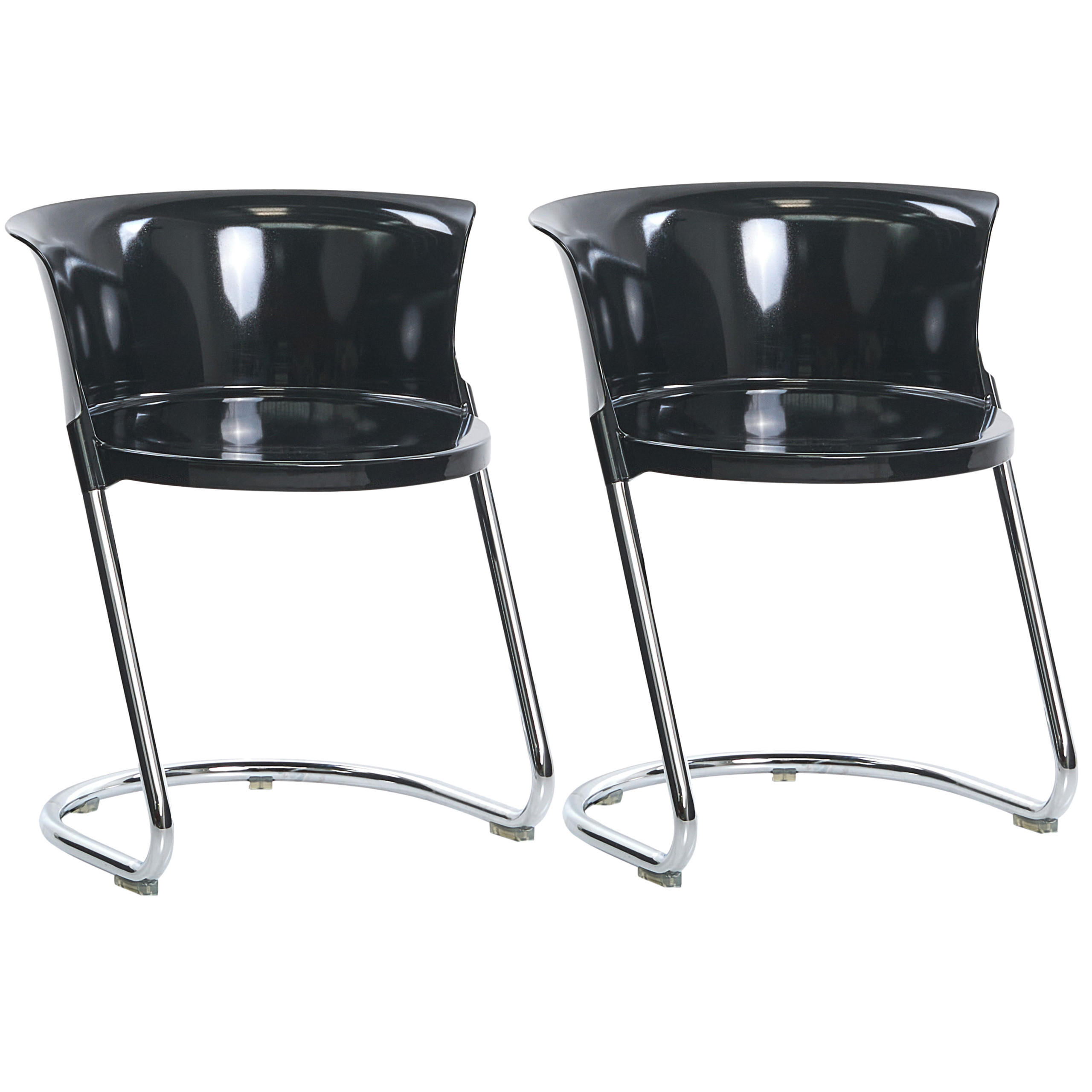 ESSZIMMERSTUHL 2er Set Schwarz Oshkosh - Silberfarben/Schwarz, Kunststoff (47/63/50cm) - Beliani
