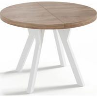 ESSTISCH Twixy runder ausziehbarer, Sonoma Eiche 100-150/100/76 cm - Braun/Weiß, Holz/Holzwerkstoff (100/150/76cm) - WFL GROUP