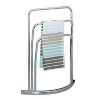 HANDTUCHSTÄNDER Silber Metall verchromt 3 Stangen 85x66 cm - Silberfarben, Metall (66/85/20cm) - Relaxdays