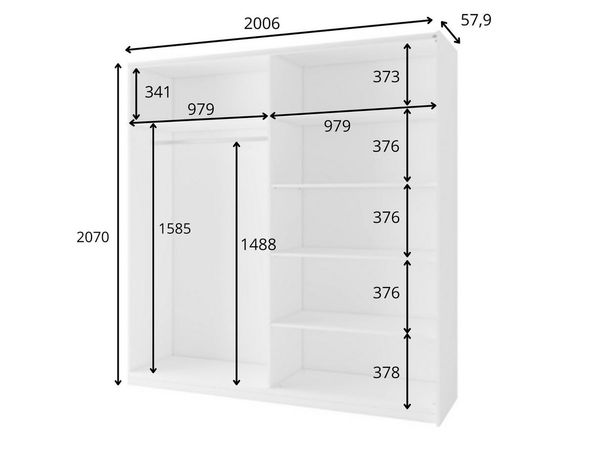 KLEIDERSCHRANK Walnuss Villa 201/207/60 - Walnussfarben, Holzwerkstoff (201/207/60cm) - RAUMHIRSCH FURNITURE