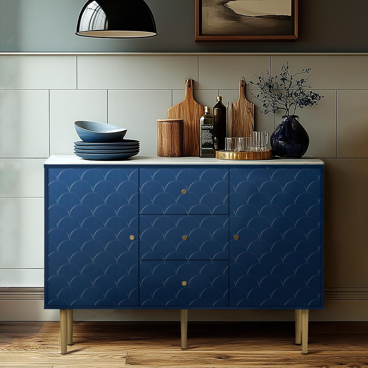 SIDEBOARD Blau 82/40/120 cm - Blau, Holzwerkstoff (40/120/82cm) - Urban Meuble