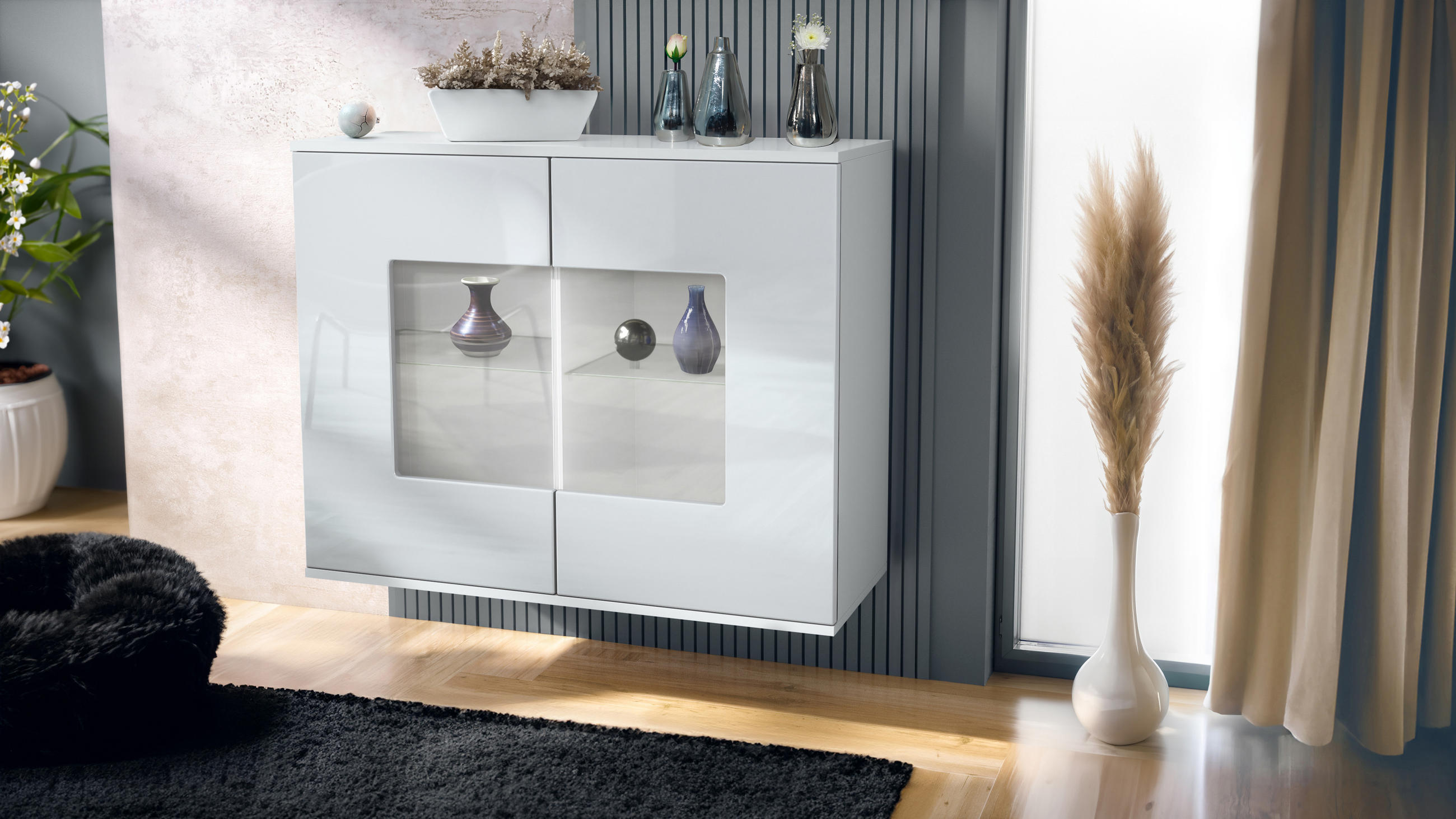 KOMMODE Grömitz Weiß Hochglanz - Weiß Hochglanz, Holzwerkstoff (92.5/73.5/35cm) - Vladon