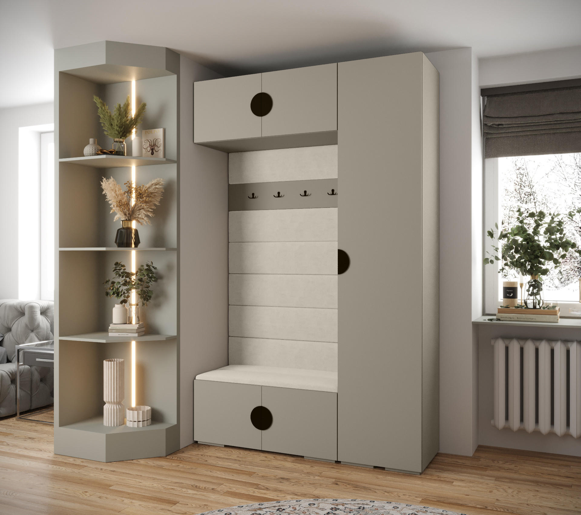 GARDEROBEN-SET 236,7/150/47 - Kaschmir/Beige, Holz/Metall (150/236.7/47cm) - Abiks Möbel